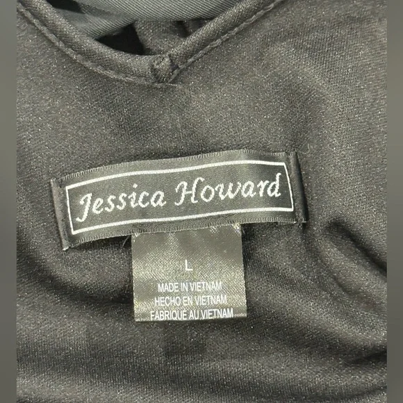 Jessica Howard Womens Black Velvet Wide-Leg Jumpsuit Size L - Picture 9 of 11